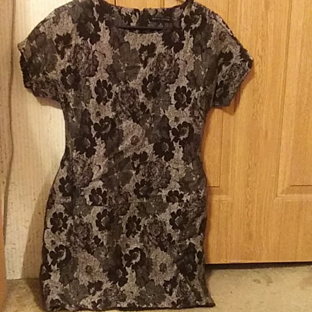 A grey and black design dress